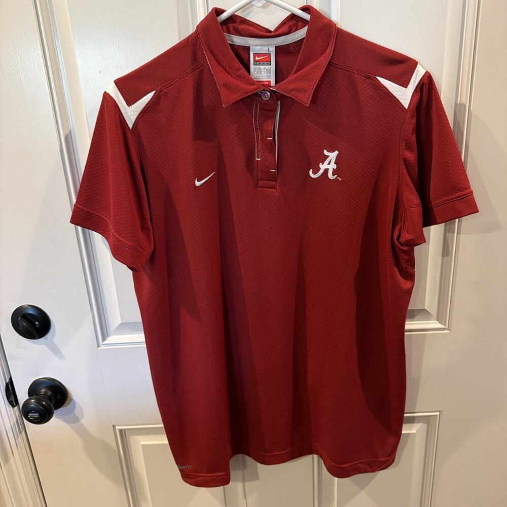 Nike Dri Fit University Of Alabama Polo Red Size L(12-14) Small Pick In Pictures